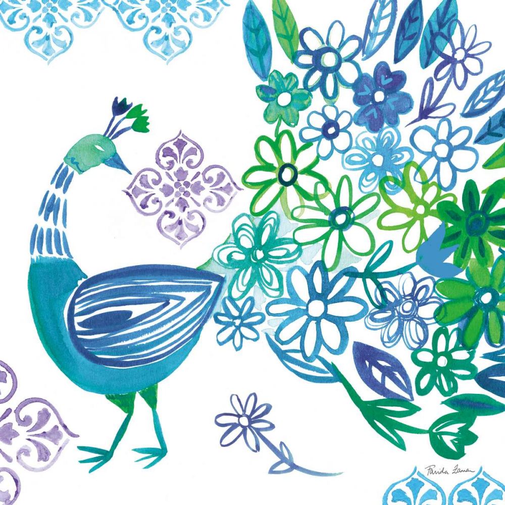 Jewel Peacocks I art print by Farida Zaman for $57.95 CAD