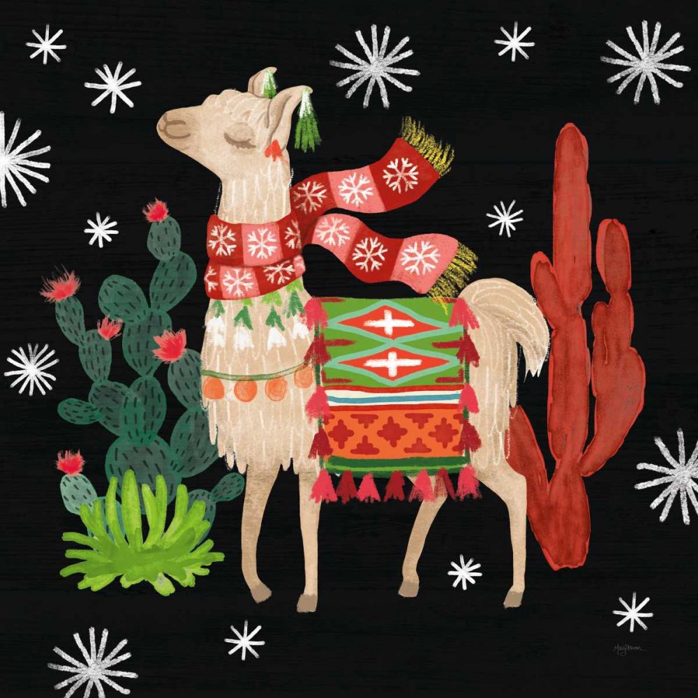 Lovely Llamas IV Christmas Black art print by Mary Urban for $57.95 CAD