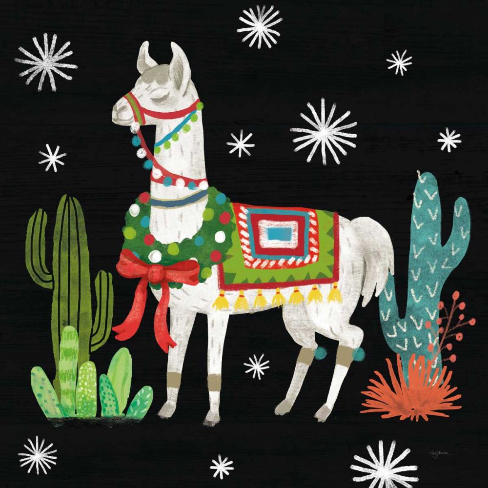 Lovely Llamas V Christmas Black art print by Mary Urban for $57.95 CAD