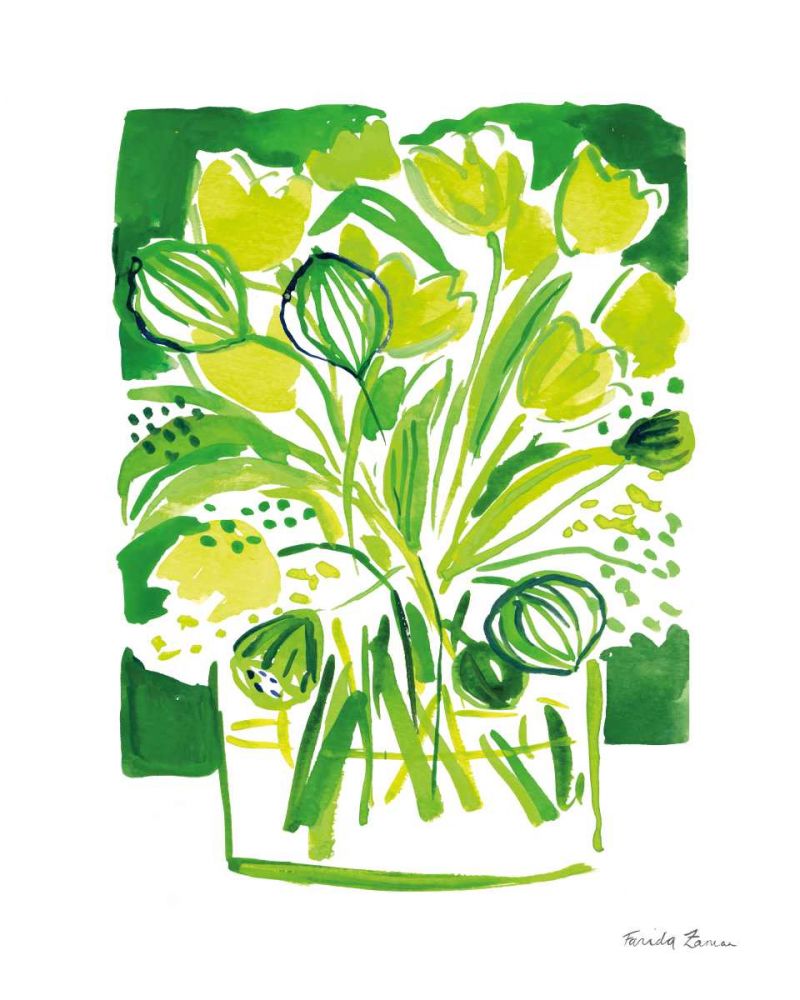Lemon Green Tulips II art print by Farida Zaman for $57.95 CAD