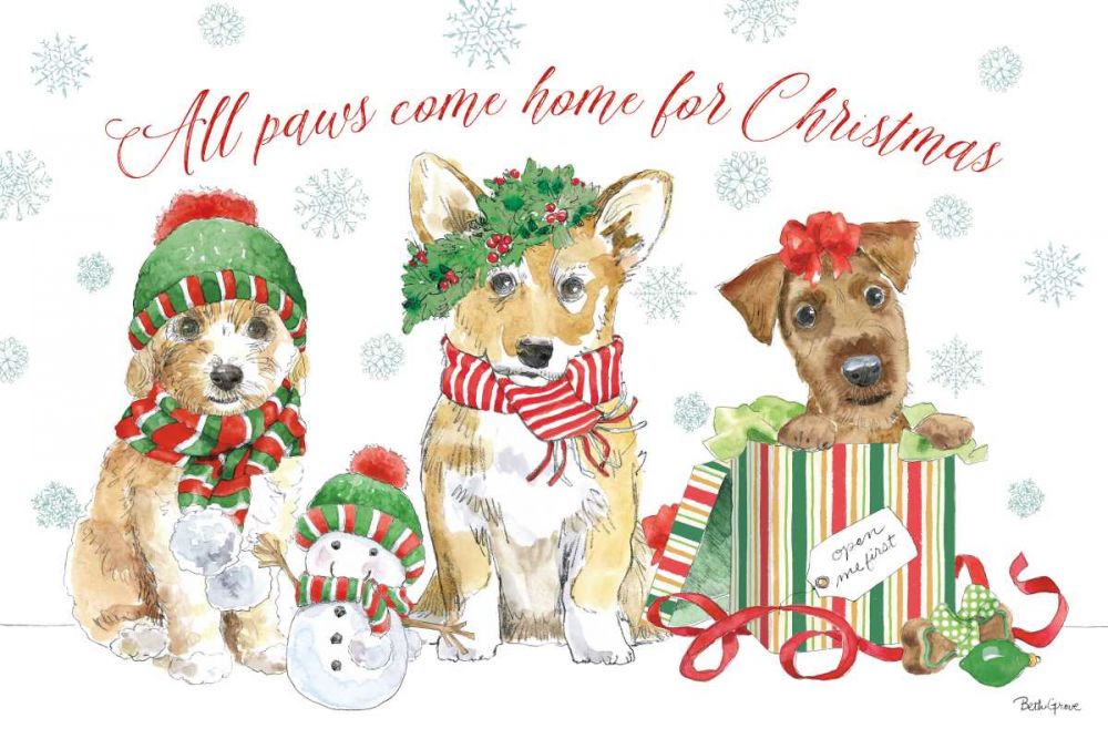 Holiday Paws I art print by Beth Grove for $57.95 CAD