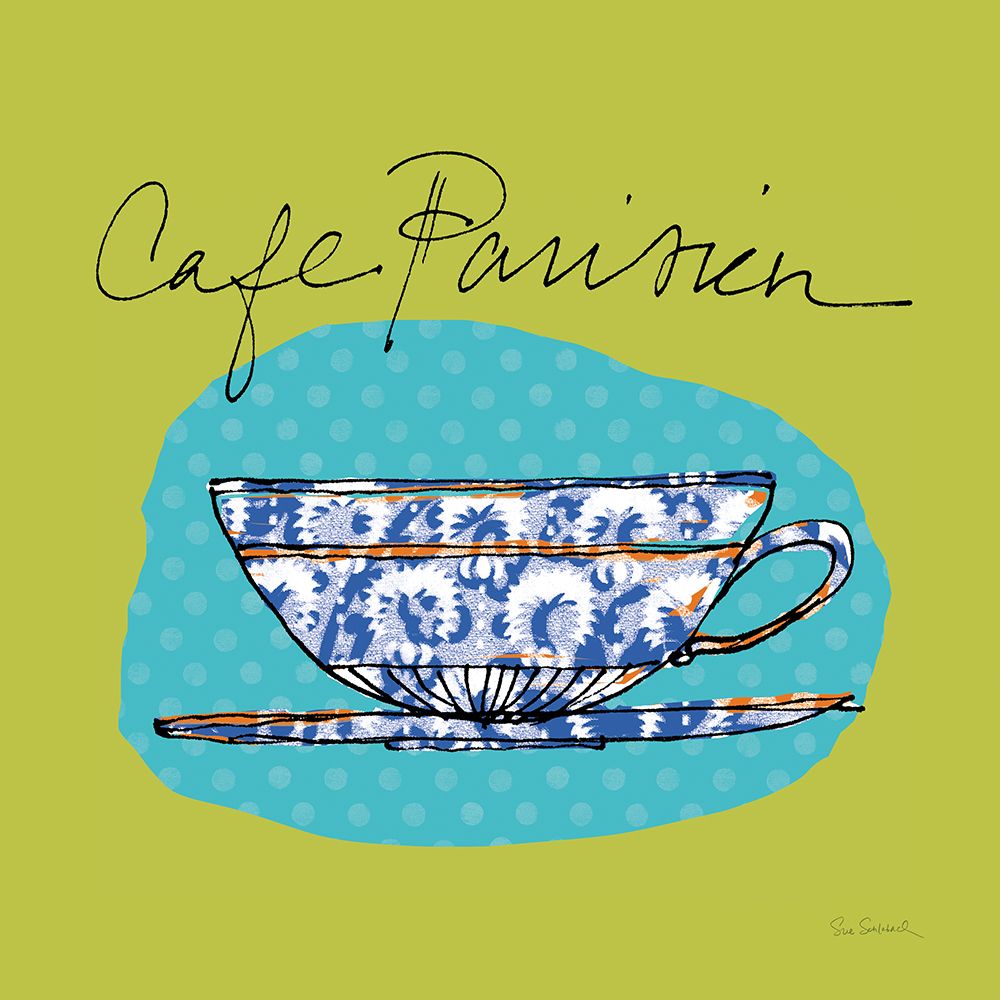 Colorful Coffee Cafe Parisien No Border art print by Sue Schlabach for $57.95 CAD