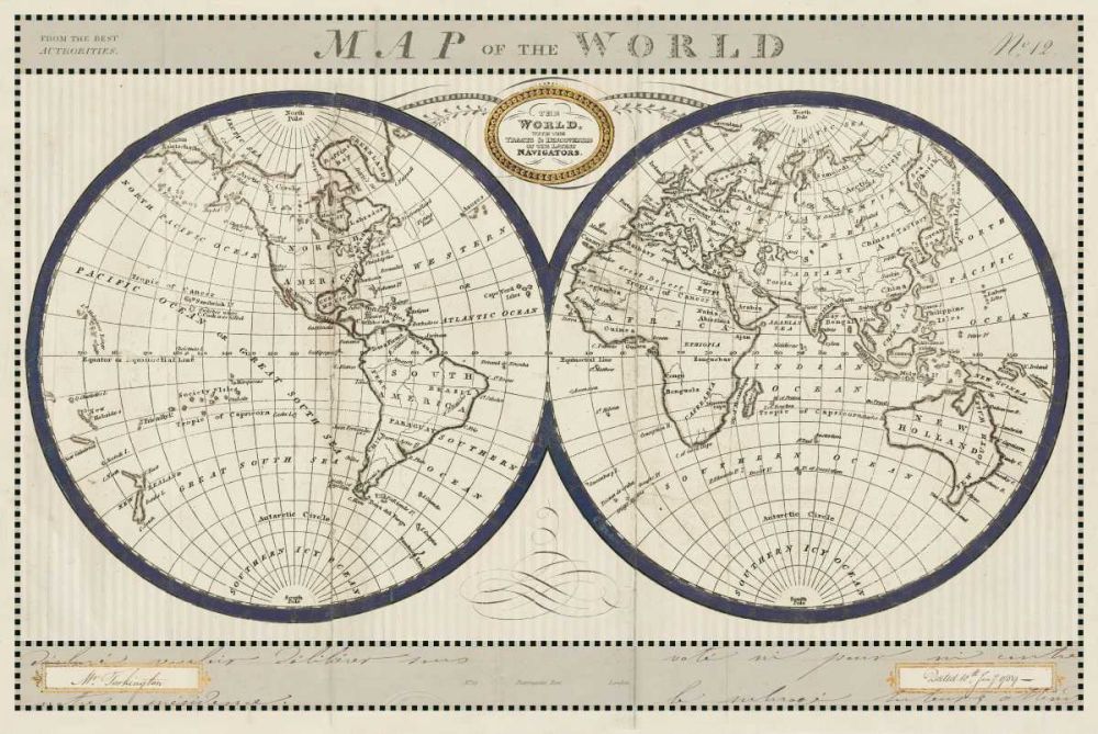 Torkingtons World Map with Indigo art print by Sue Schlabach for $57.95 CAD