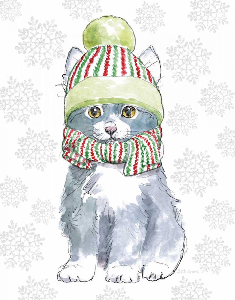 Christmas Kitties II Snowflakes v2 art print by Beth Grove for $57.95 CAD