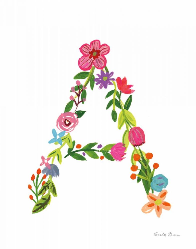 Floral Alphabet Letter I art print by Farida Zaman for $57.95 CAD