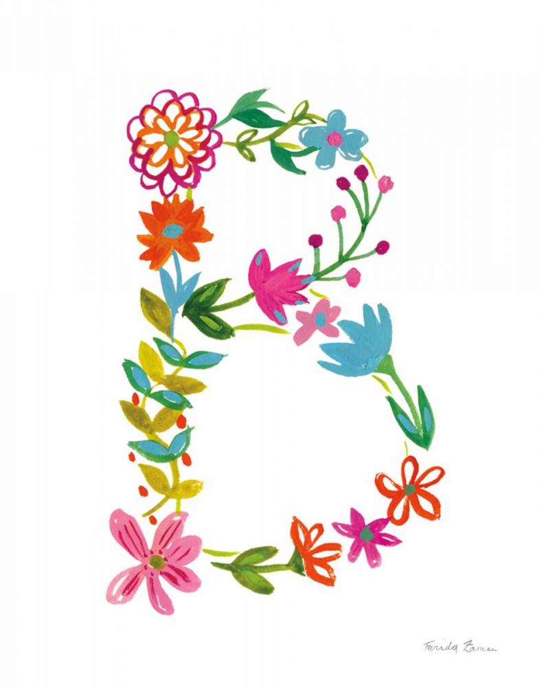 Floral Alphabet Letter II art print by Farida Zaman for $57.95 CAD