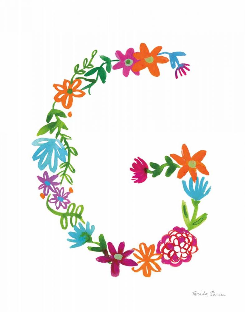 Floral Alphabet Letter VII art print by Farida Zaman for $57.95 CAD