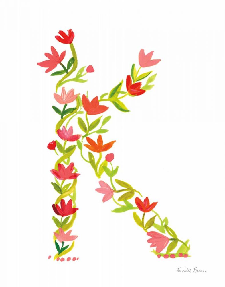 Floral Alphabet Letter XI art print by Farida Zaman for $57.95 CAD