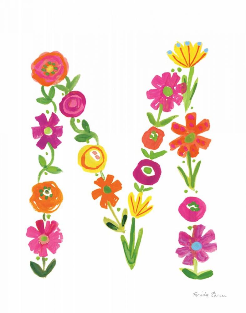 Floral Alphabet Letter XIII art print by Farida Zaman for $57.95 CAD