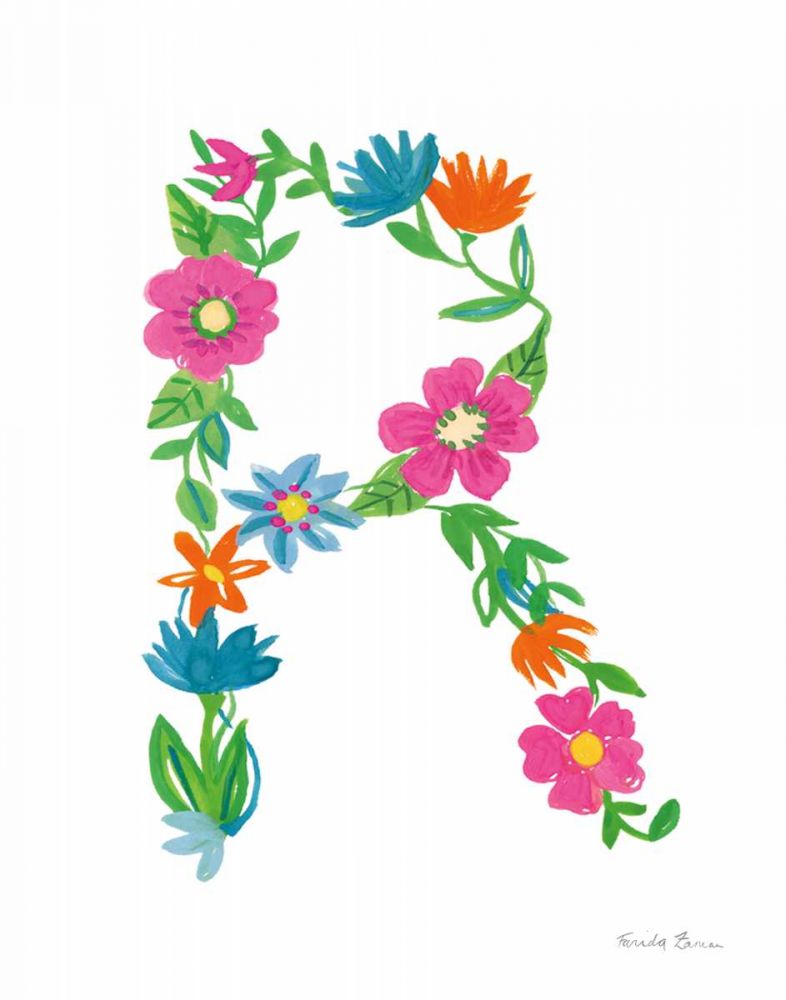Floral Alphabet Letter XVIII art print by Farida Zaman for $57.95 CAD