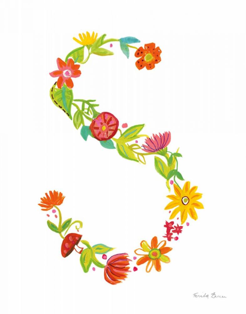 Floral Alphabet Letter XIX art print by Farida Zaman for $57.95 CAD