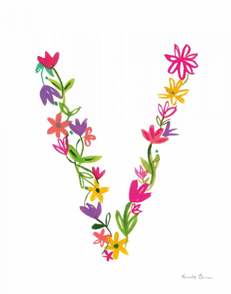 Floral Alphabet Letter XXII art print by Farida Zaman for $57.95 CAD