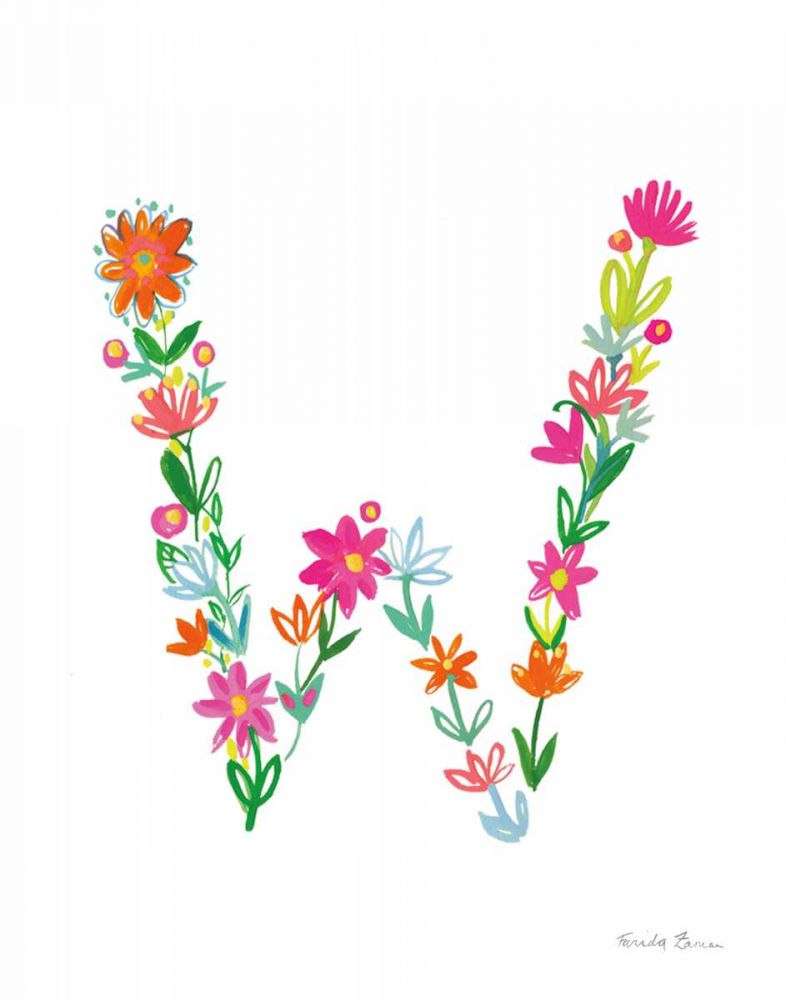 Floral Alphabet Letter XXIII art print by Farida Zaman for $57.95 CAD