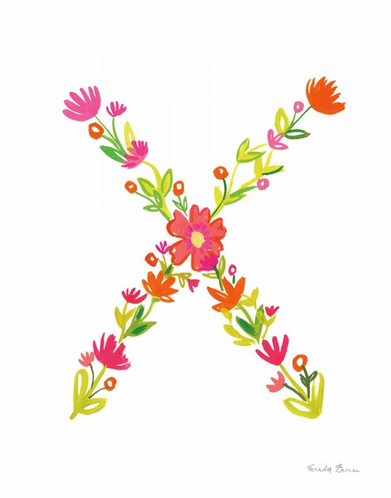 Floral Alphabet Letter XXIV art print by Farida Zaman for $57.95 CAD