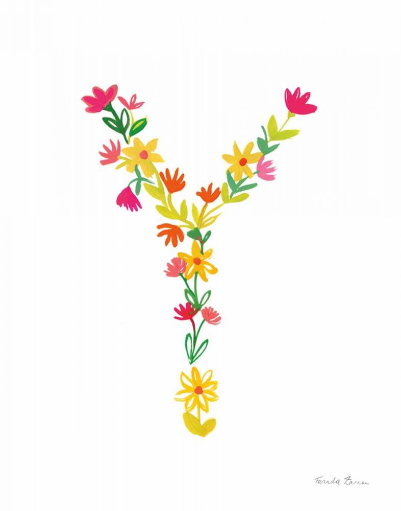 Floral Alphabet Letter XXV art print by Farida Zaman for $57.95 CAD