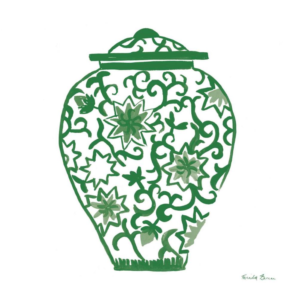 Chinoiserie III Green art print by Farida Zaman for $57.95 CAD