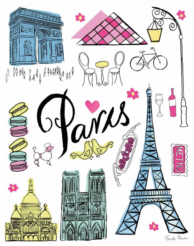 Travel Paris White art print by Farida Zaman for $57.95 CAD