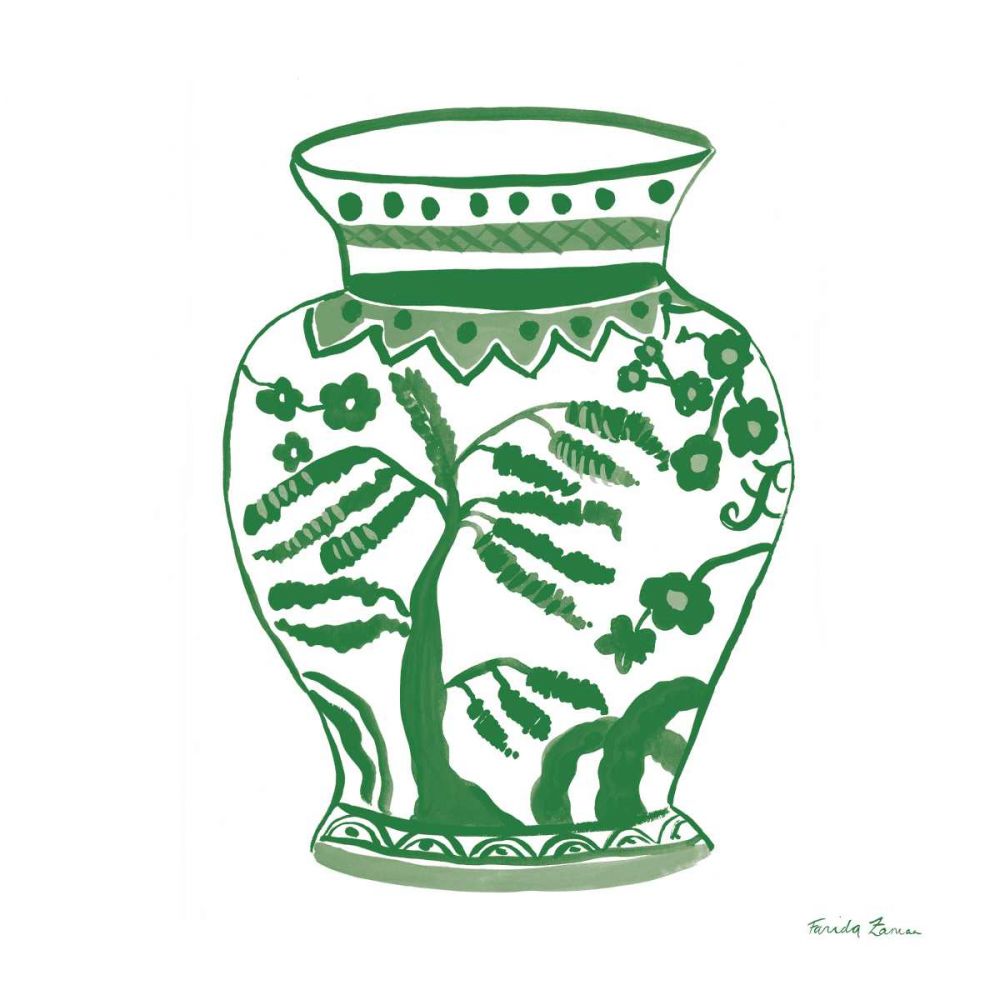 Chinoiserie IV Green art print by Farida Zaman for $57.95 CAD