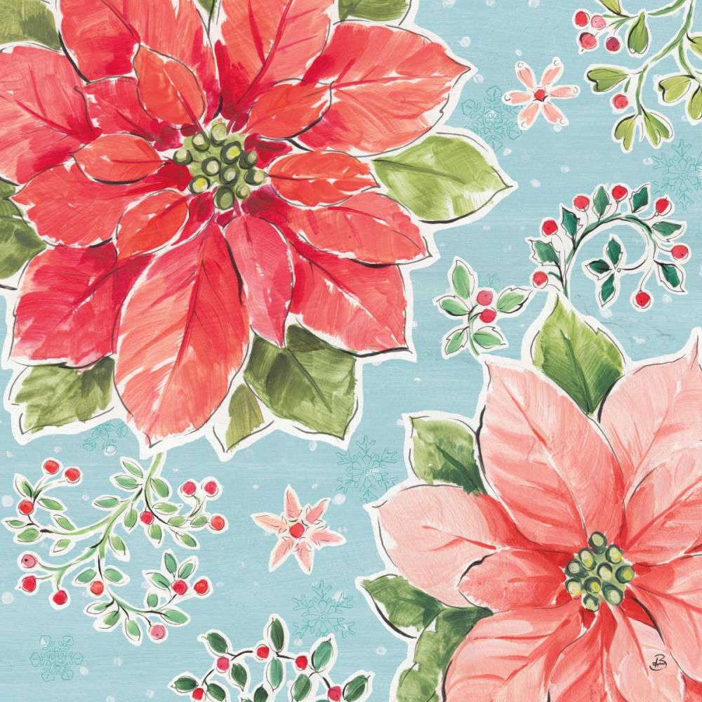 Country Poinsettias III Blue art print by Daphne Brissonnet for $57.95 CAD