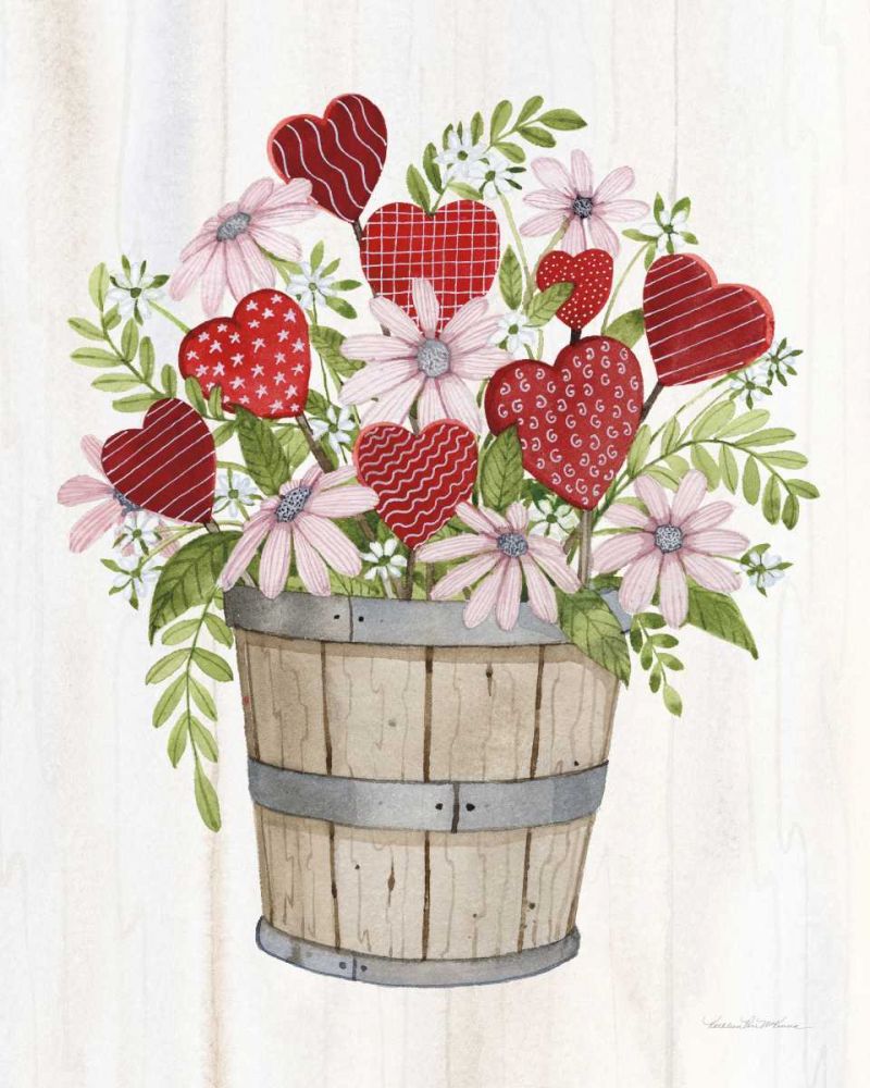 Rustic Valentine Bushel Basket art print by Kathleen Parr McKenna for $57.95 CAD