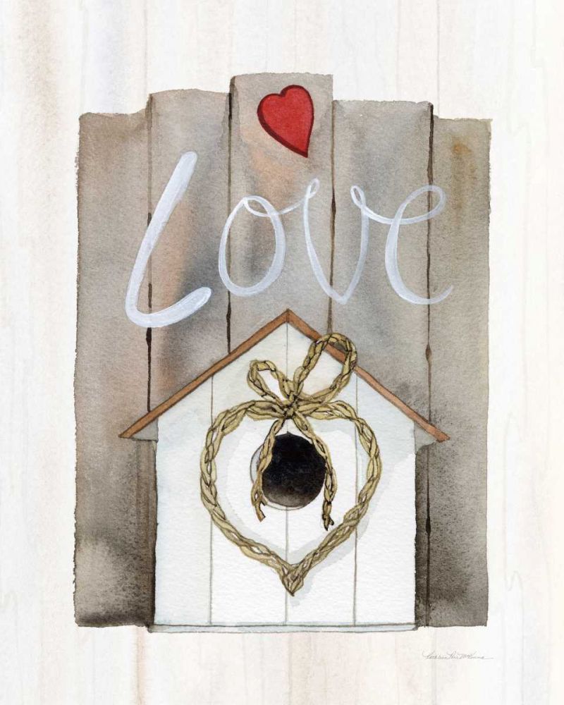 Rustic Valentine Birdhouse art print by Kathleen Parr McKenna for $57.95 CAD