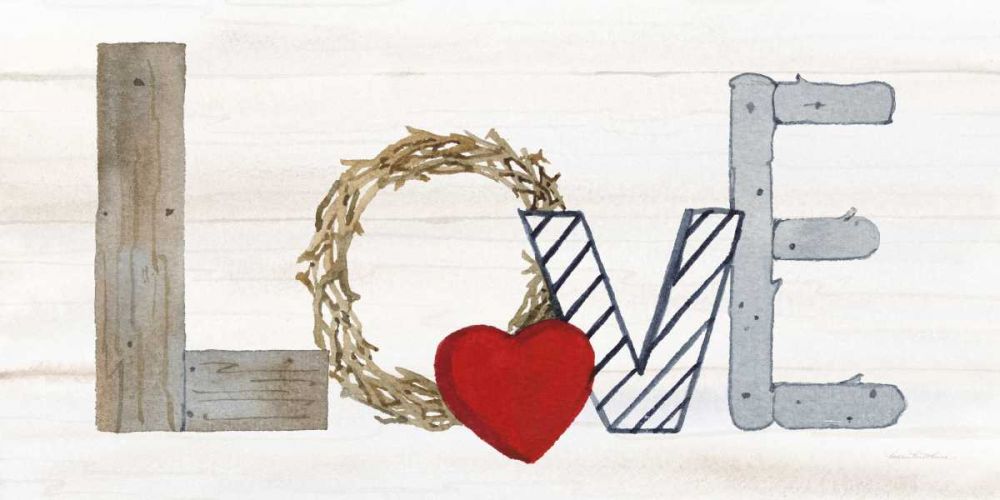 Rustic Valentine Love art print by Kathleen Parr McKenna for $57.95 CAD