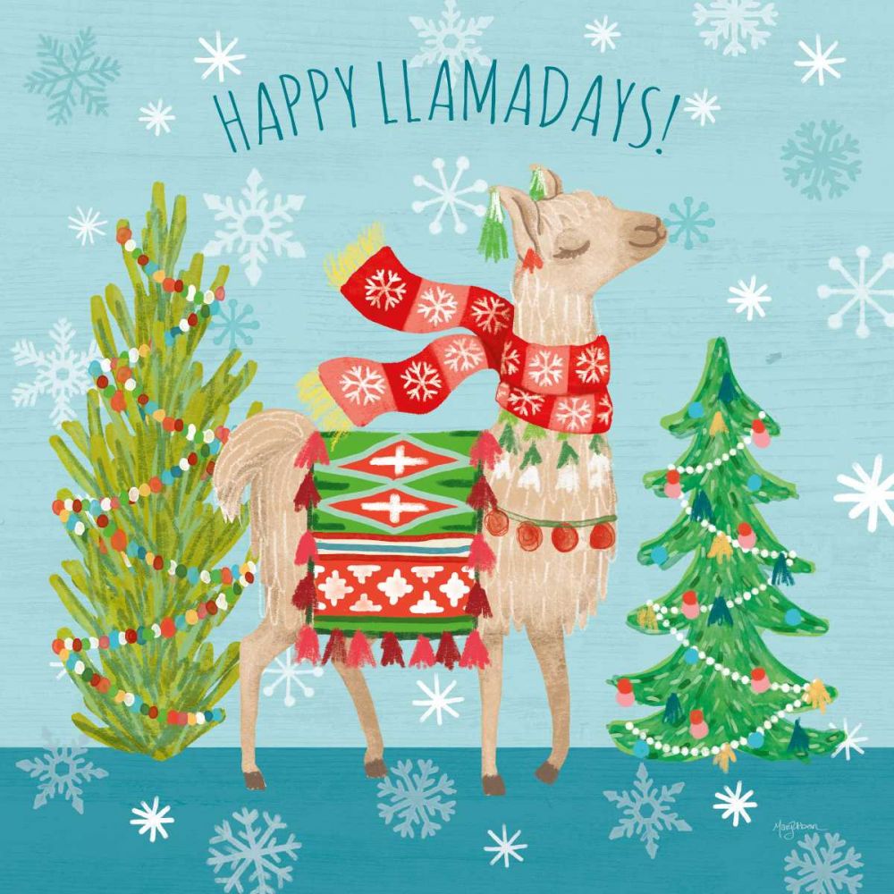 Lovely Llamas Christmas XI art print by Mary Urban for $57.95 CAD