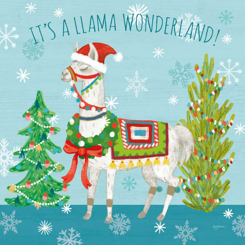 Lovely Llamas Christmas XII art print by Mary Urban for $57.95 CAD