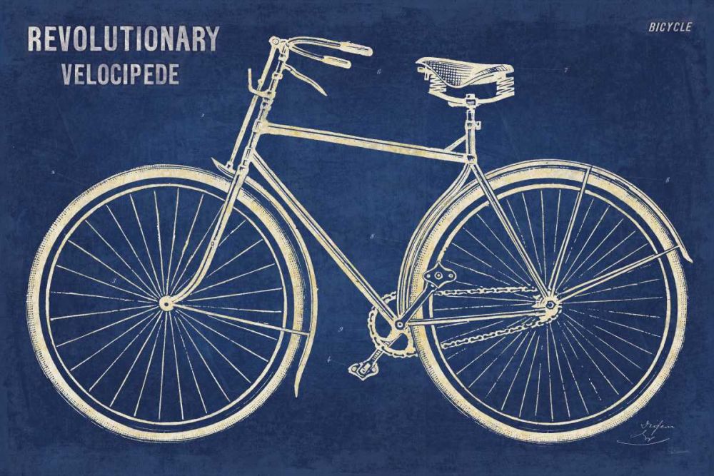 Blueprint Bicycle art print by Sue Schlabach for $57.95 CAD