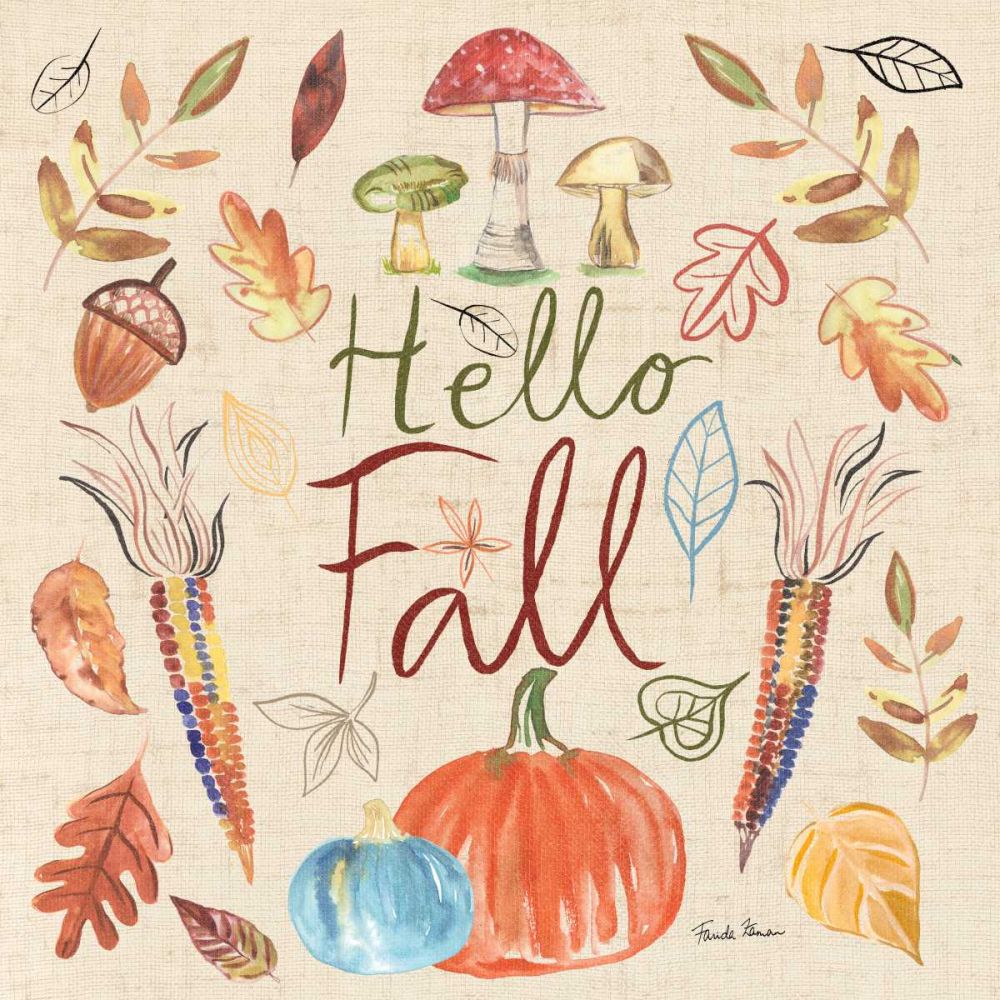 Hello Fall I Sq Burlap art print by Farida Zaman for $57.95 CAD