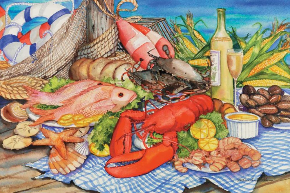 Seafood Platter art print by Kathleen Parr McKenna for $57.95 CAD