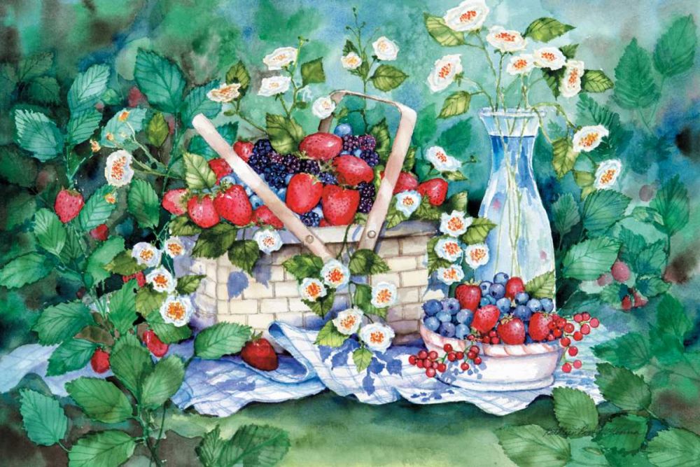 Strawberry Picnic art print by Kathleen Parr McKenna for $57.95 CAD