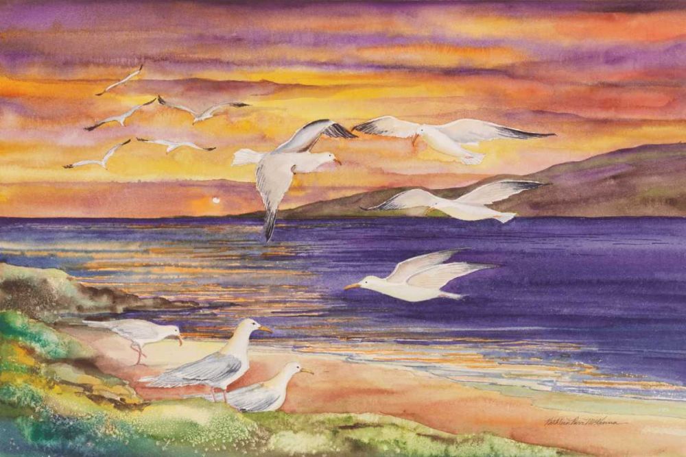Seagull Sunset art print by Kathleen Parr McKenna for $57.95 CAD