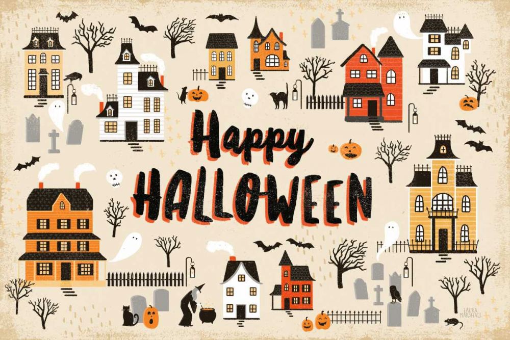 Spooky Village I Cream art print by Laura Marshall for $57.95 CAD