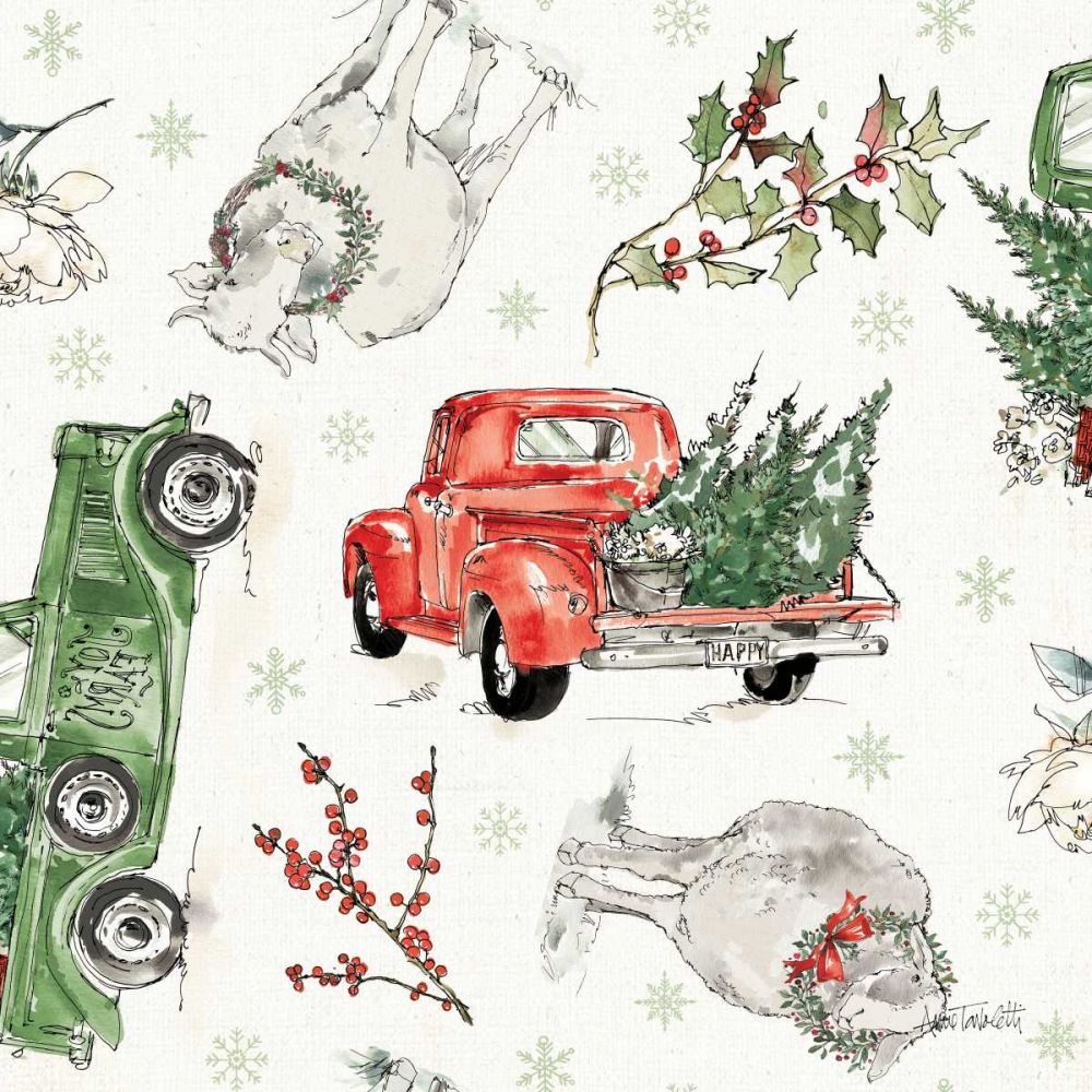 Modern Farmhouse Pattern IX Christmas art print by Anne Tavoletti for $57.95 CAD