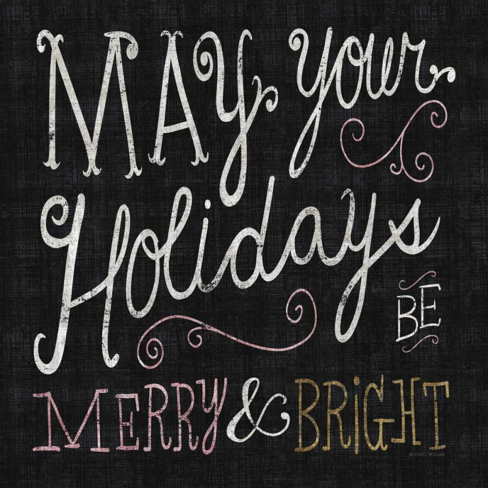 Quirky Christmas Merry and Bright Metallic art print by Michael Mullan for $57.95 CAD