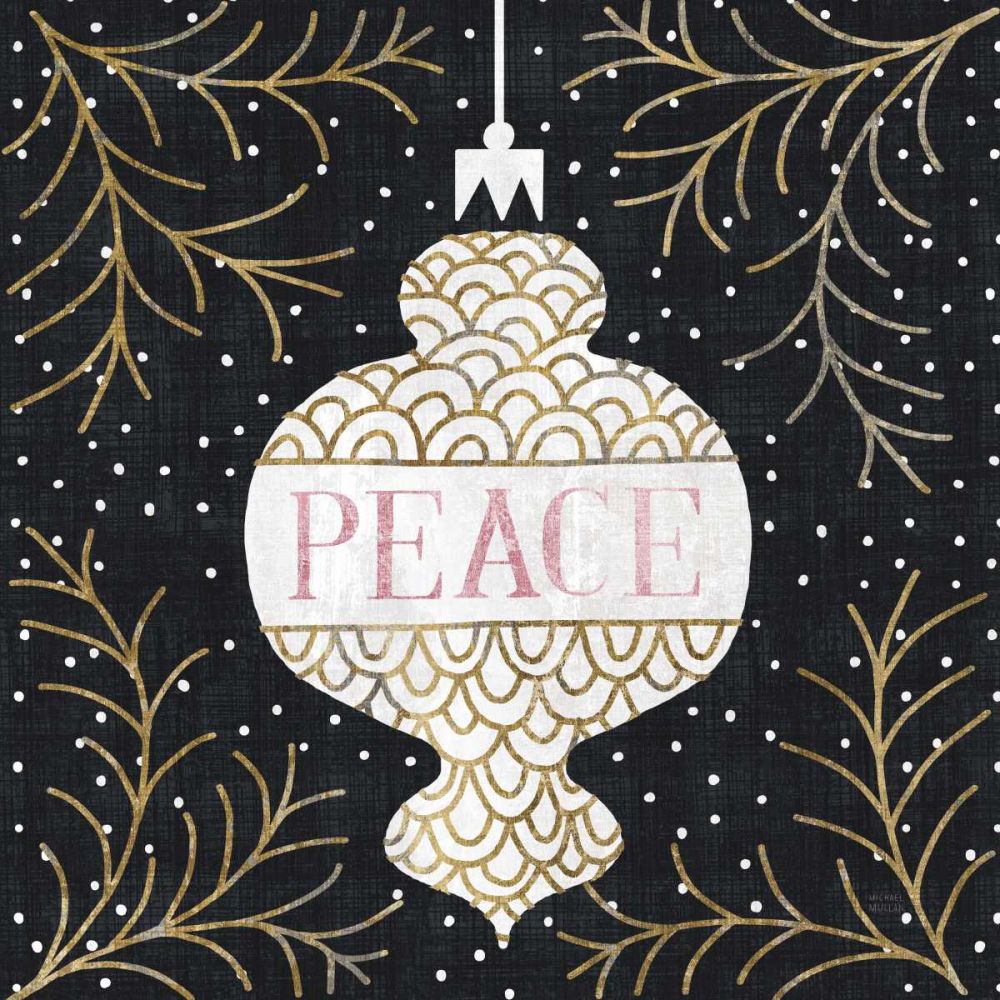Jolly Holiday Ornaments Peace Metallic art print by Michael Mullan for $57.95 CAD