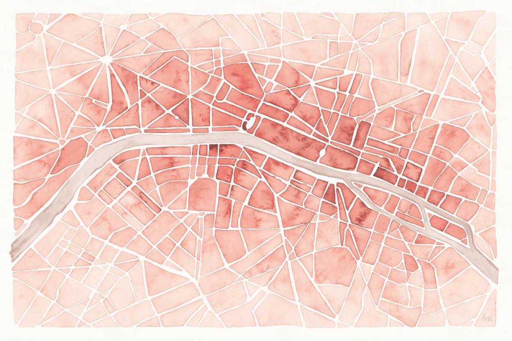 Watercolor Wanderlust Paris Coral art print by Laura Marshall for $57.95 CAD