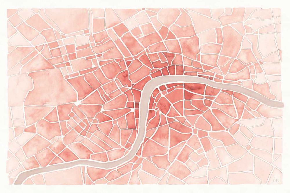 Watercolor Wanderlust London Coral art print by Laura Marshall for $57.95 CAD