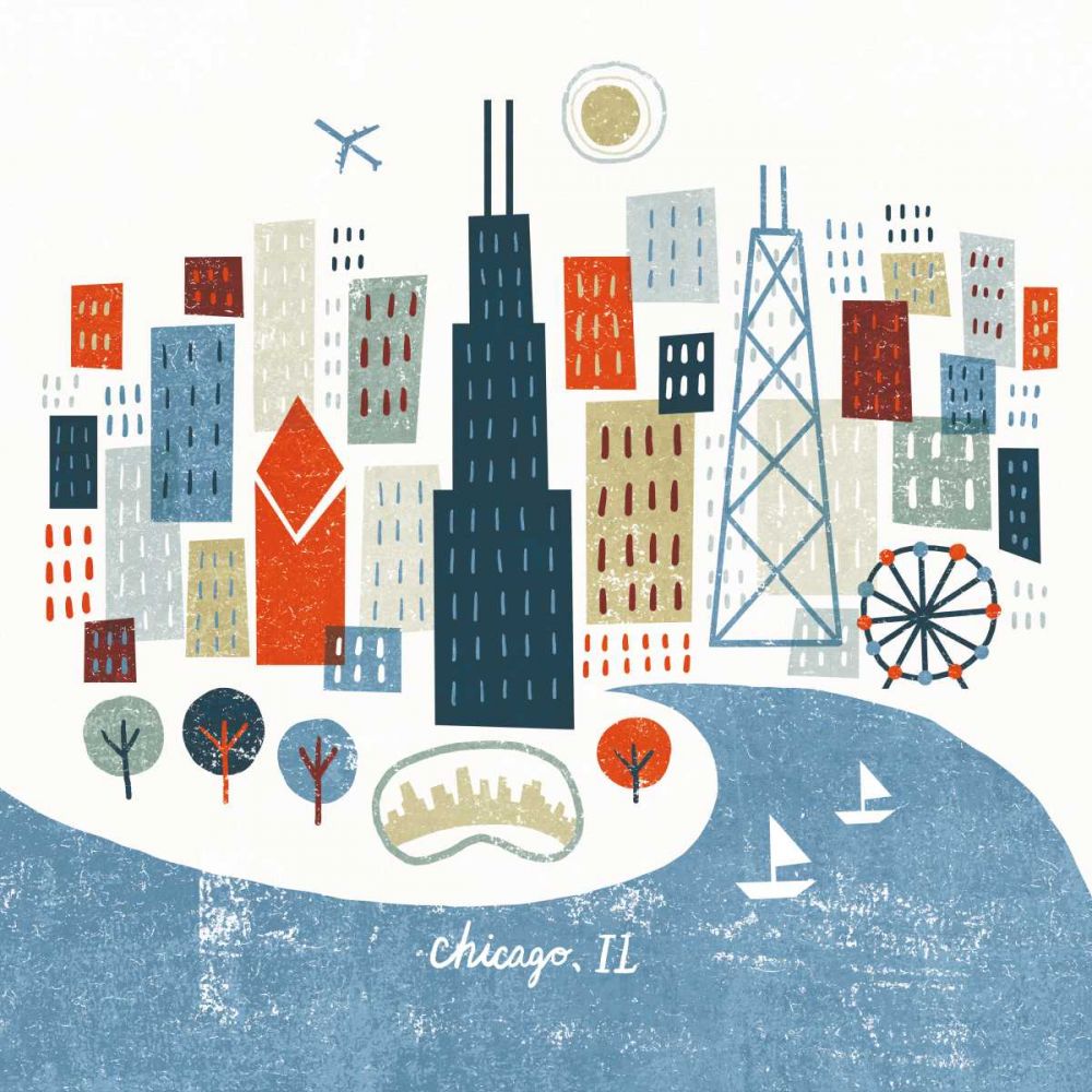 Colorful Chicago art print by Michael Mullan for $57.95 CAD