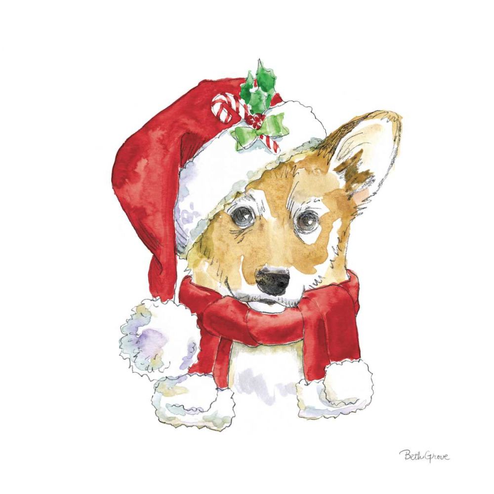 Holiday Paws VIII on White art print by Beth Grove for $57.95 CAD