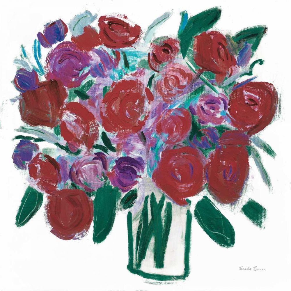 Burgundy Roses on White art print by Farida Zaman for $57.95 CAD