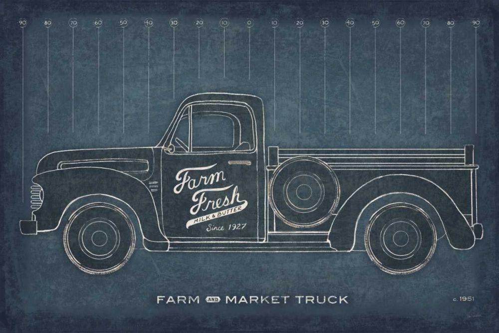 Farm Truck Blueprint art print by Sue Schlabach for $57.95 CAD