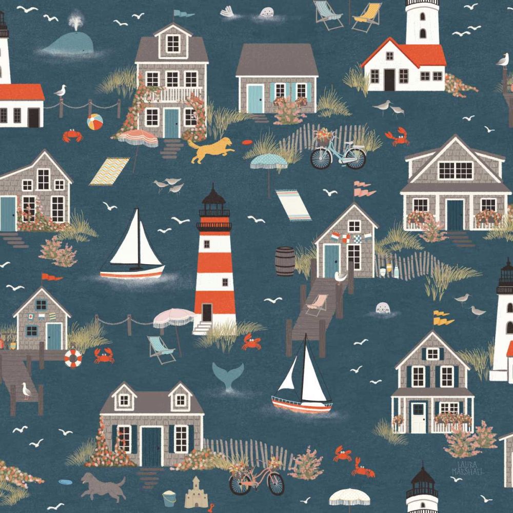 Seaside Village Pattern I art print by Laura Marshall for $57.95 CAD
