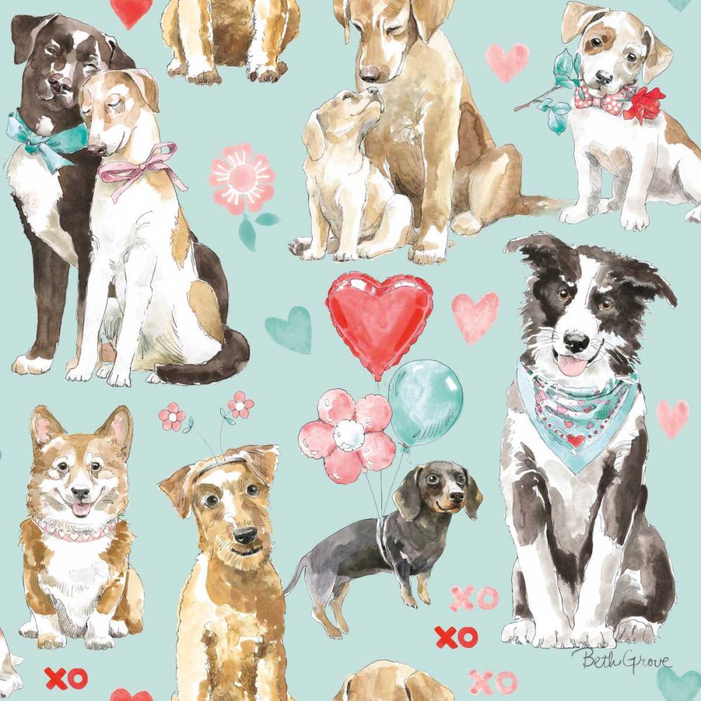 Paws of Love Pattern IC art print by Beth Grove for $57.95 CAD