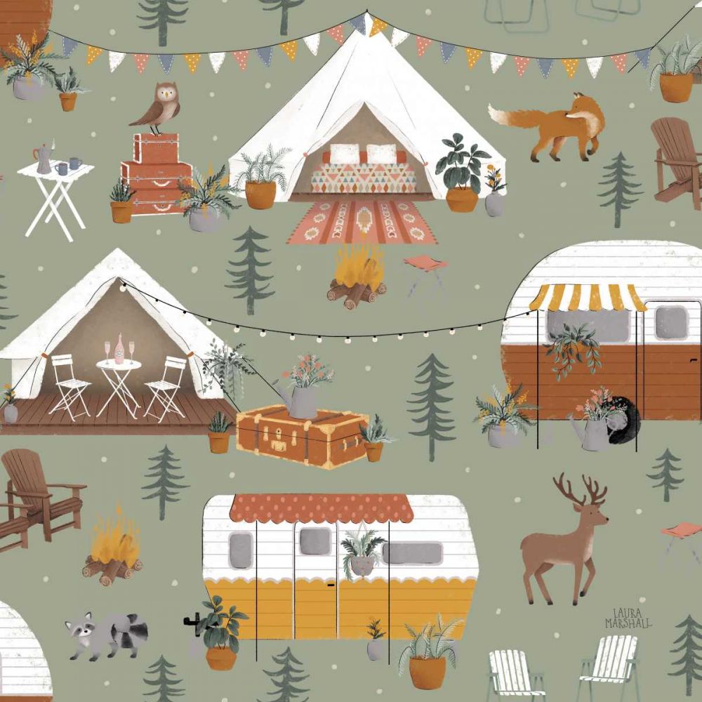 Gone Glamping Pattern IB art print by Laura Marshall for $57.95 CAD