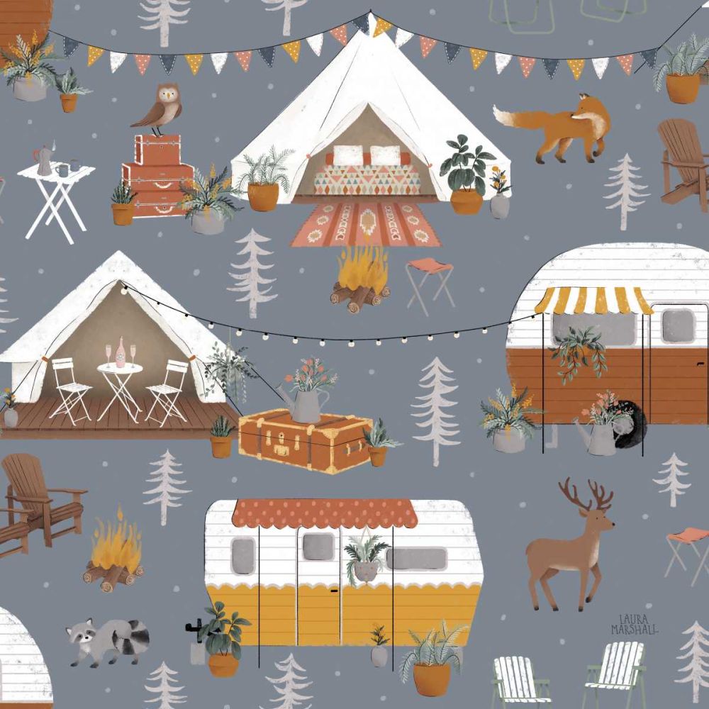 Gone Glamping Pattern IC art print by Laura Marshall for $57.95 CAD