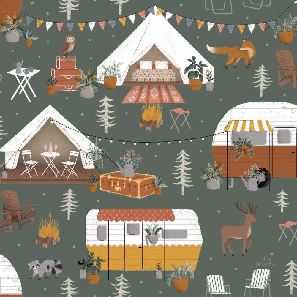 Gone Glamping Pattern ID art print by Laura Marshall for $57.95 CAD