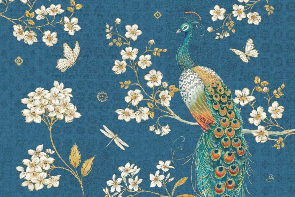 Ornate Peacock II Blue art print by Daphne Brissonnet for $57.95 CAD