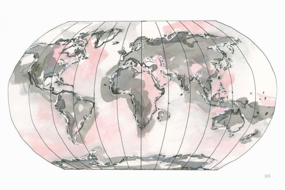World Map Blush v2 art print by Chris Paschke for $57.95 CAD
